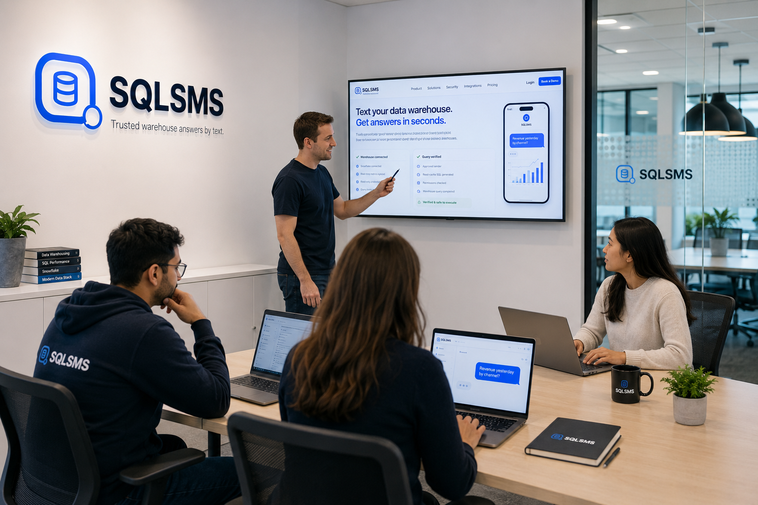 SQLSMS team walking customers through a live product demo